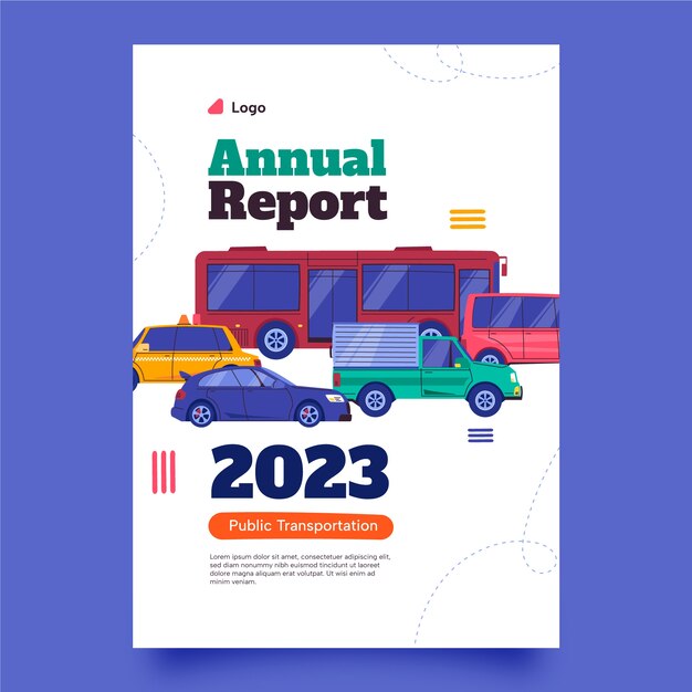Plantilla plana de informe anual para transporte público y tránsito.