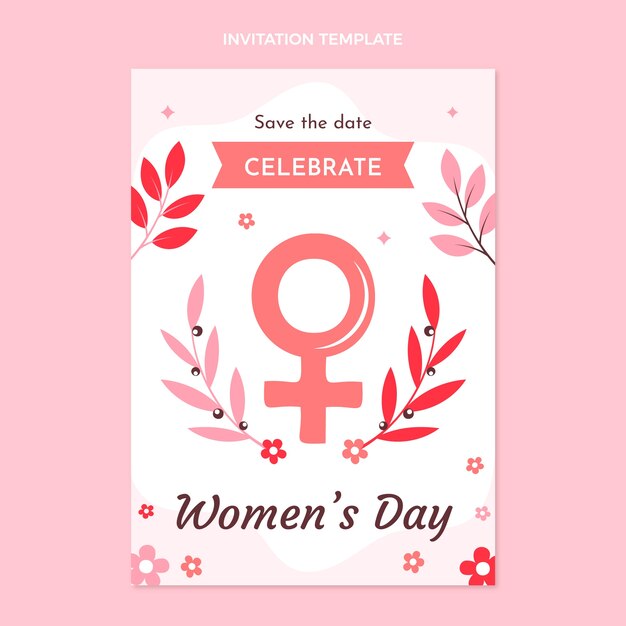 Plantilla plana de invitación del día internacional de la mujer