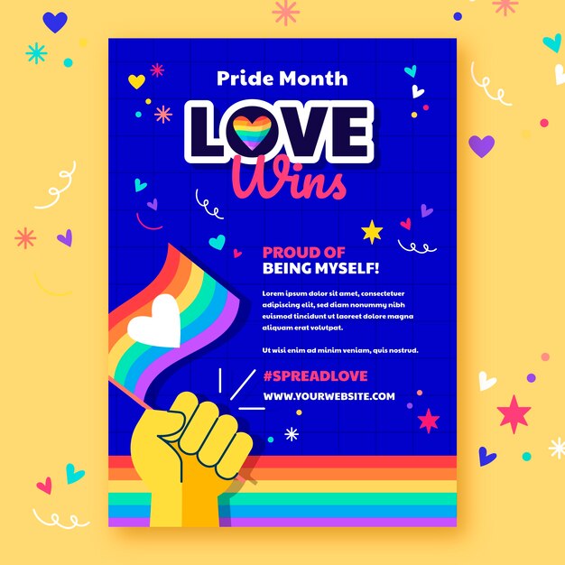 Plantilla plana de invitación para el mes del orgullo