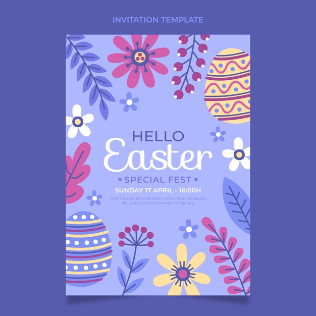 Plantilla plana de invitación de pascua