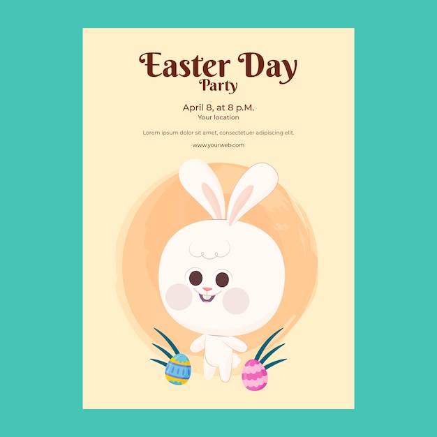 Vector gratuito plantilla plana de invitación de pascua