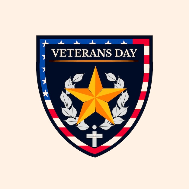 Vector gratuito plantilla plana de logotipo del día de los veteranos