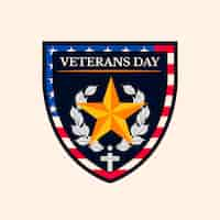 Vector gratuito plantilla plana de logotipo del día de los veteranos