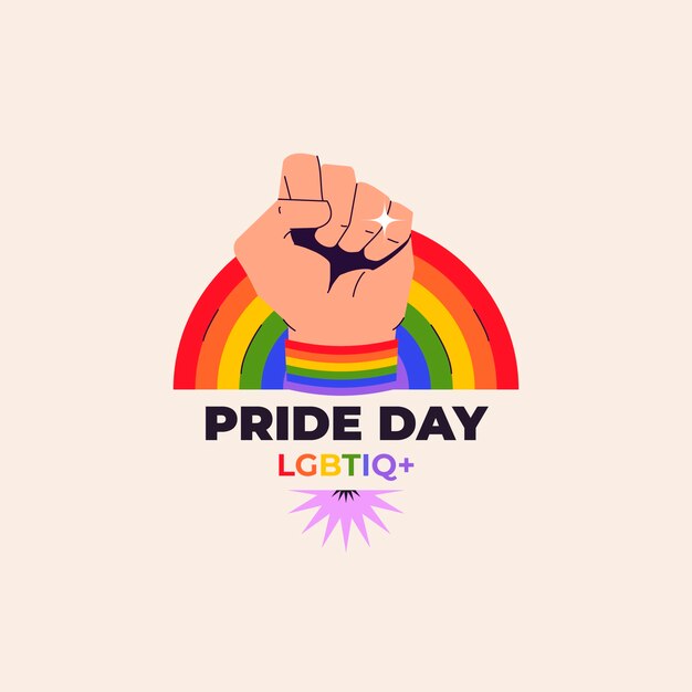 Plantilla plana de logotipo del mes del orgullo lgbt