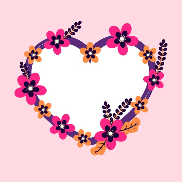 Plantilla plana de marco de fotos de san valentín