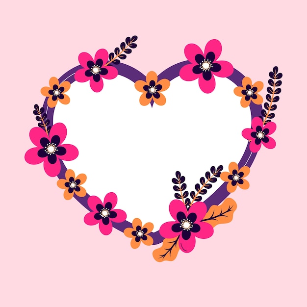 Plantilla plana de marco de fotos de san valentín