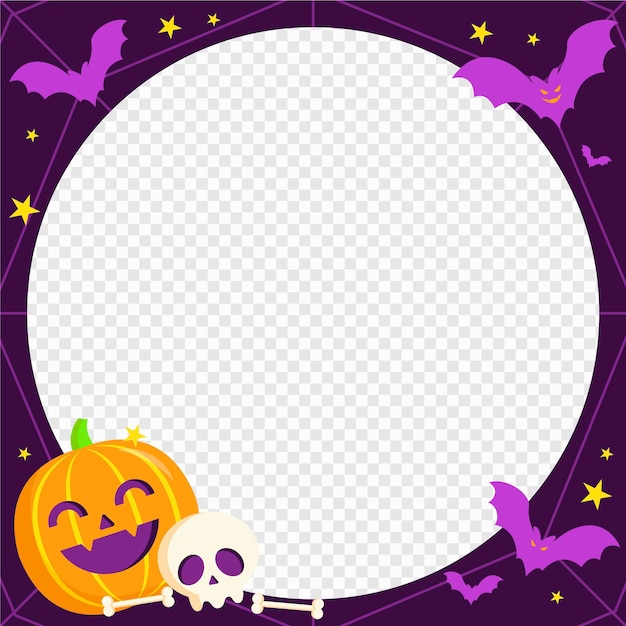 Vector gratuito plantilla plana de marco de redes sociales de halloween