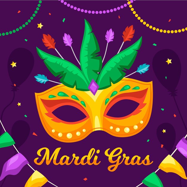 Plantilla plana de mardi gras