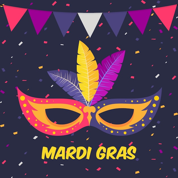 Vector gratuito plantilla plana de mardi gras