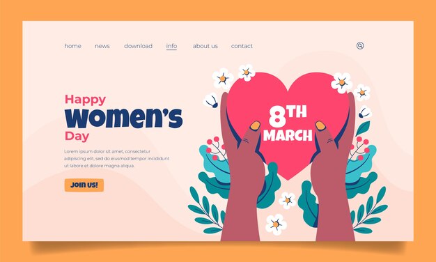Plantilla plana de página de destino de celebración del día de la mujer