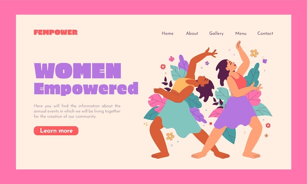 Vector gratuito plantilla plana de página de destino de celebración del día de la mujer