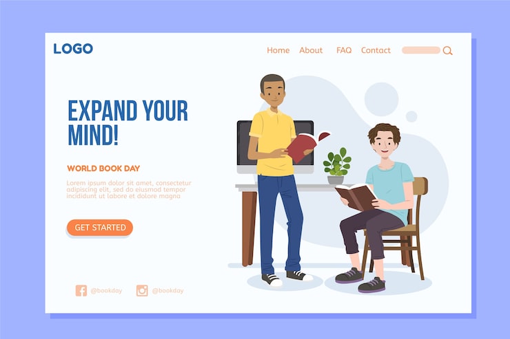 Vector gratuito plantilla plana de página de destino del día mundial del libro