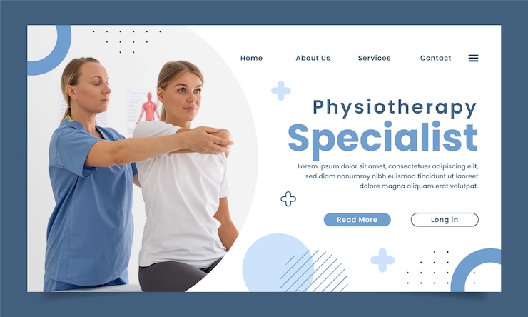 Vector gratuito plantilla plana de página de destino de fisioterapeuta