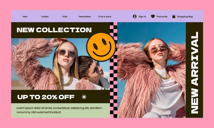 Vector gratuito plantilla plana de página de destino de moda y estilo