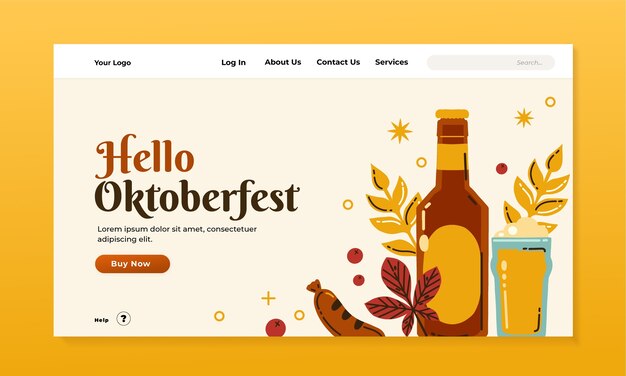 Plantilla plana de página de destino de oktoberfest