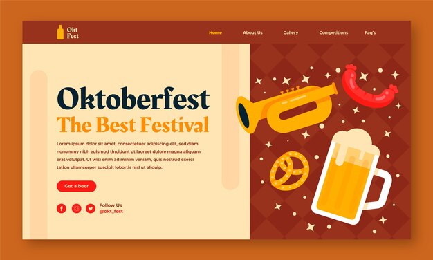 Plantilla plana de página de destino de oktoberfest