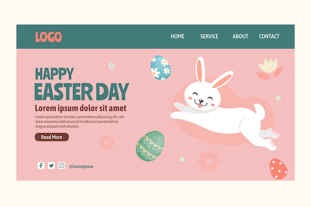 Plantilla plana de página de destino de pascua
