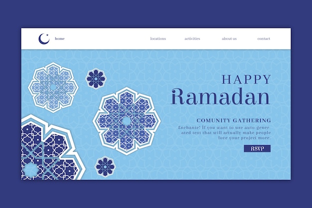 Vector gratuito plantilla plana de página de destino de ramadán