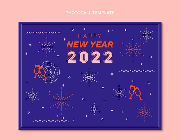 Vector gratuito plantilla plana de photocall de año nuevo