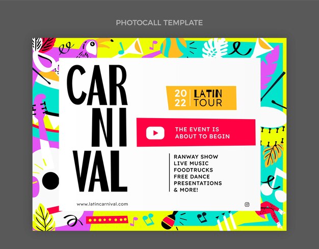 Plantilla plana para photocall de carnaval