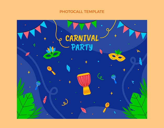 Plantilla plana de photocall de carnaval