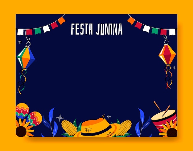 Plantilla plana de photocall para la celebración brasileña de festas juninas