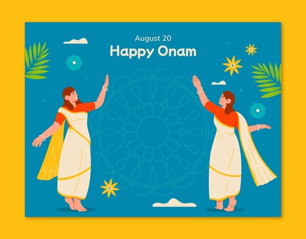 Plantilla plana de photocall para la celebración del festival onam