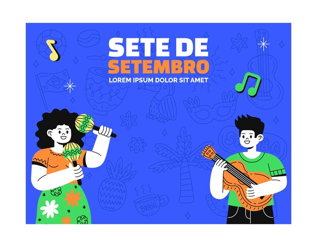 Plantilla plana de photocall para celebración sete de setembro