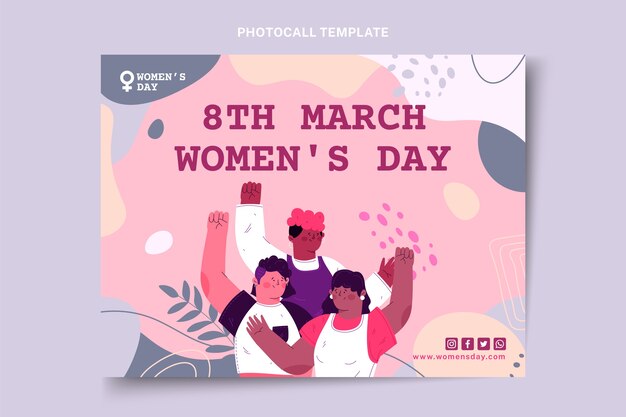 Plantilla plana de photocall del día internacional de la mujer