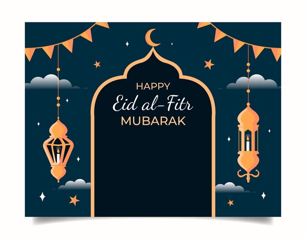 Plantilla plana de photocall de eid al-fitr