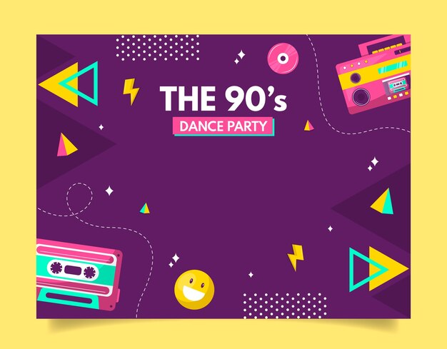 Plantilla plana para photocall de fiesta de los 90