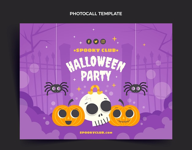 Vector gratuito plantilla plana para photocall de halloween