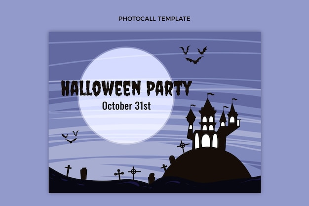 Vector gratuito plantilla plana para photocall de halloween