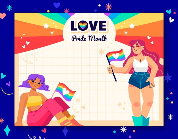 Plantilla plana de photocall del mes del orgullo