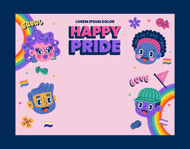 Plantilla plana de photocall del mes del orgullo