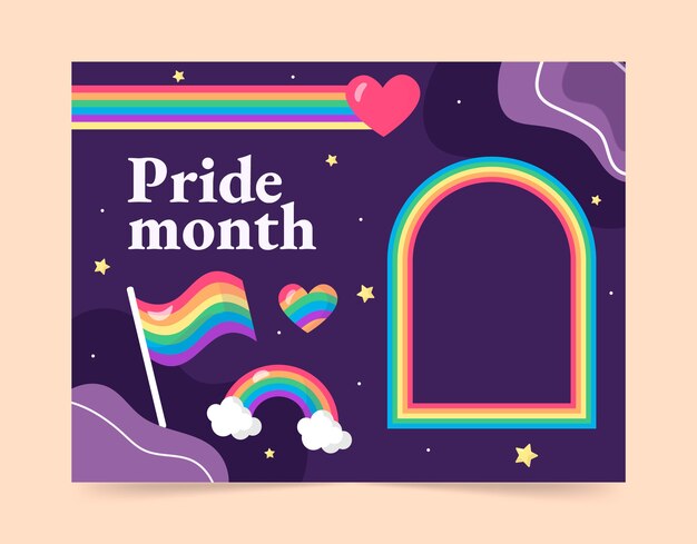 Plantilla plana de photocall del mes del orgullo