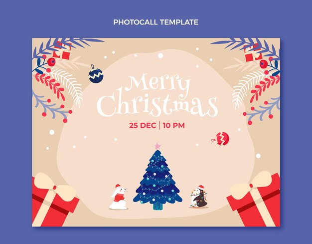 Plantilla plana de photocall navideño