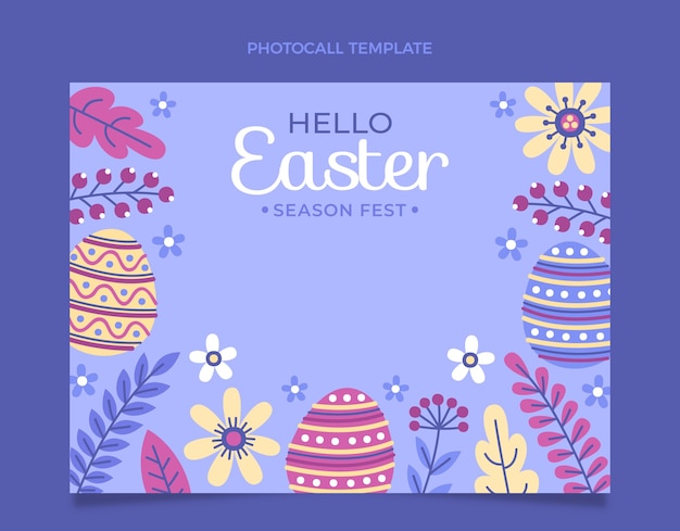 Vector gratuito plantilla plana de photocall de pascua