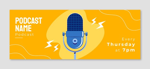 Plantilla plana de portada de podcast dibujada a mano