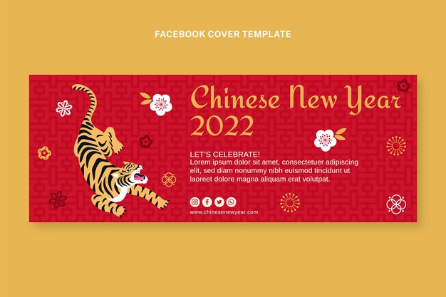 Plantilla plana de portada de redes sociales de año nuevo chino