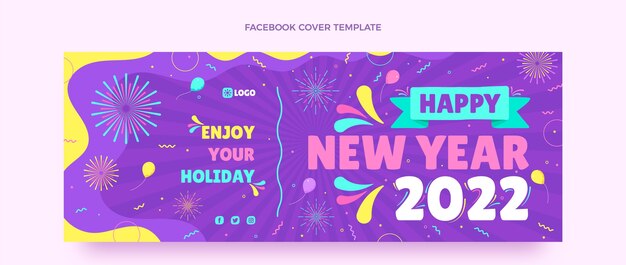 Plantilla plana de portada de redes sociales de año nuevo