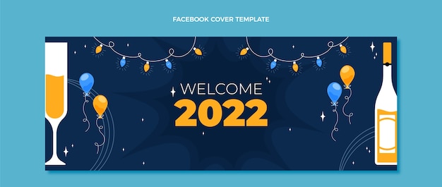Plantilla plana de portada de redes sociales de año nuevo
