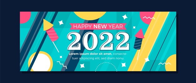 Plantilla plana de portada de redes sociales de año nuevo