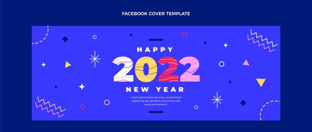 Plantilla plana de portada de redes sociales de año nuevo