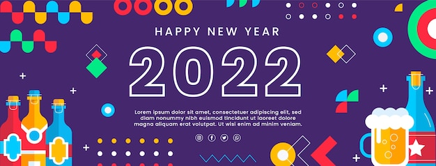 Vector gratuito plantilla plana de portada de redes sociales de año nuevo