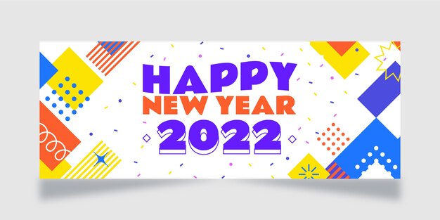 Plantilla plana de portada de redes sociales de año nuevo