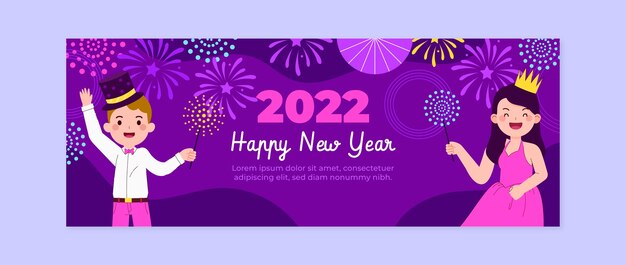 Plantilla plana de portada de redes sociales de año nuevo