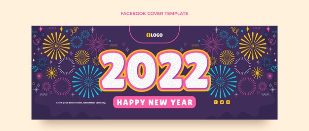 Plantilla plana de portada de redes sociales de año nuevo