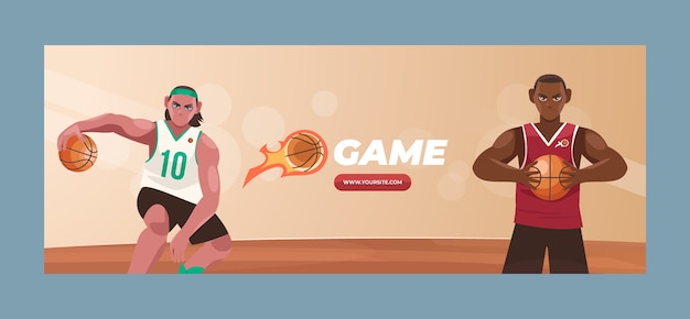 Vector gratuito plantilla plana de portada de redes sociales de baloncesto