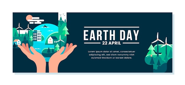 Plantilla plana de portada de redes sociales para la celebración del día de la tierra